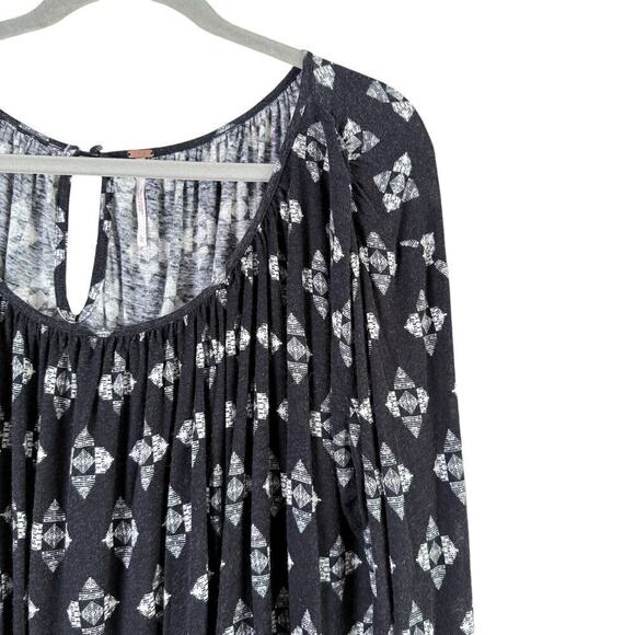 Free People Linen Blend Dazed‎ Swing Crop Top Black White Geo Print, Size Large - Picture 6 of 16